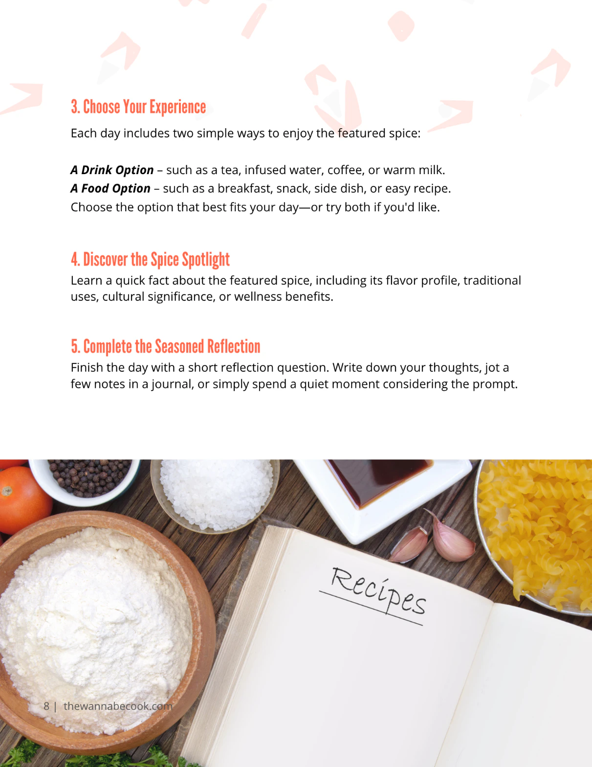 15 Day Spice Starter Challenge page describing daily spice experiences and reflections
