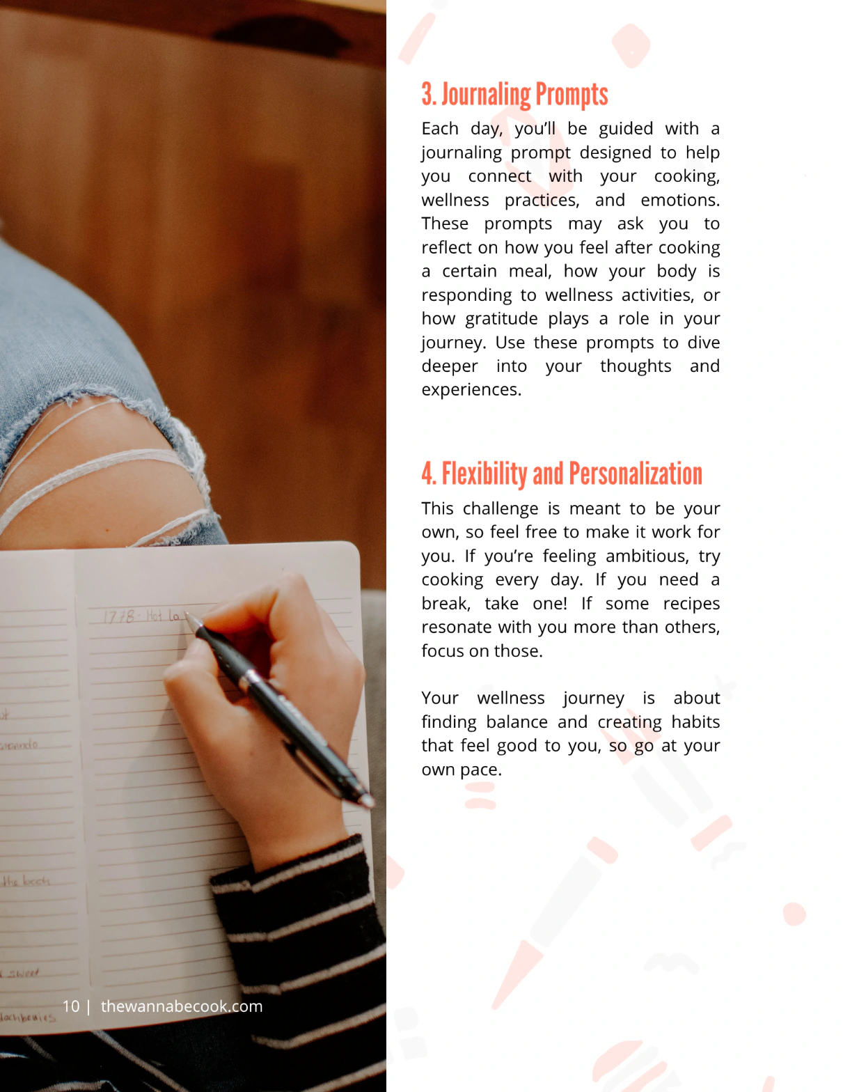 15 Day Spice Starter Challenge page with journaling prompts and flexible participation guidance