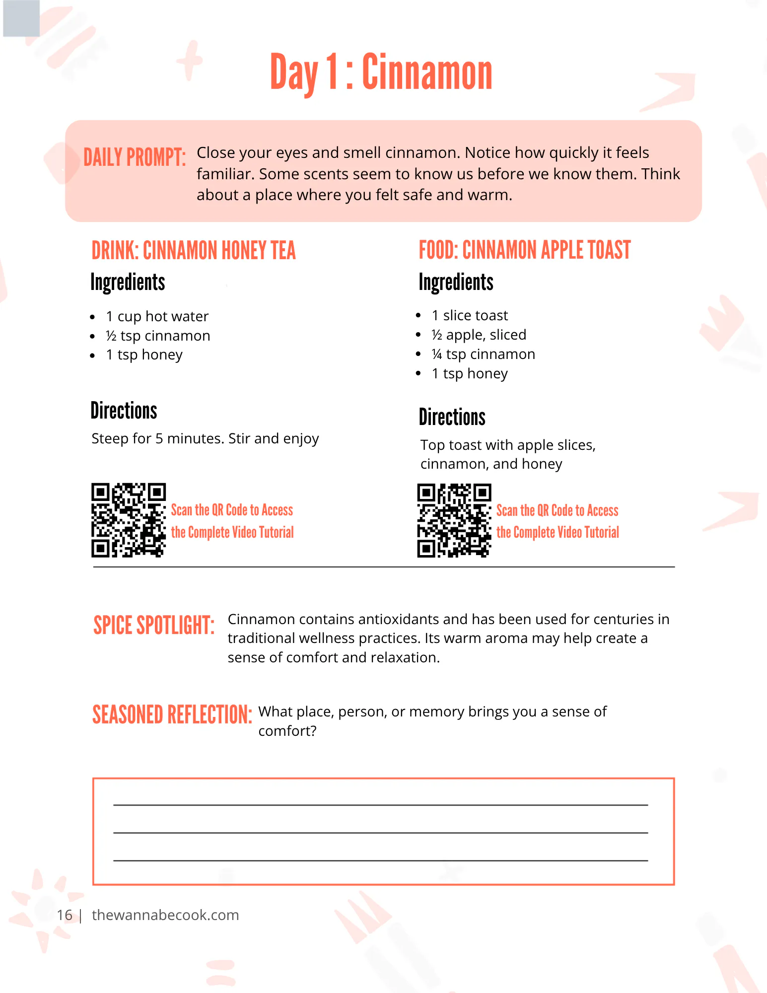 Interior preview page from the 15 Day Spice Starter Challenge