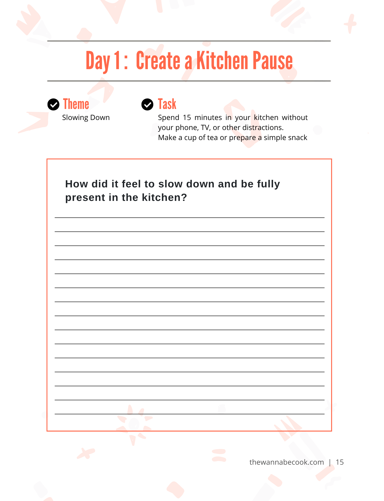 Discovering Family Recipes interior page from the printable family cookbook guide