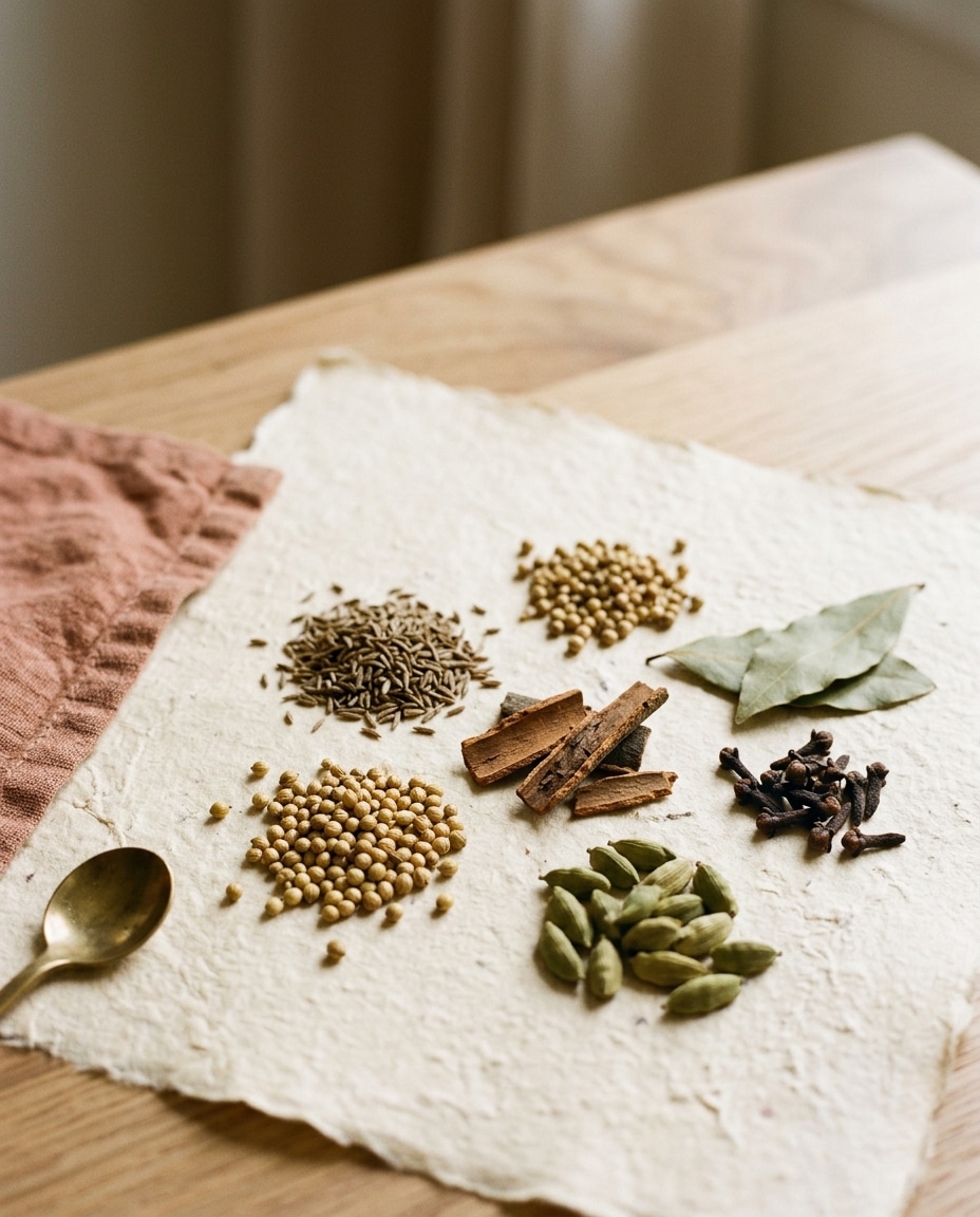 Whole spices prepared for cooking