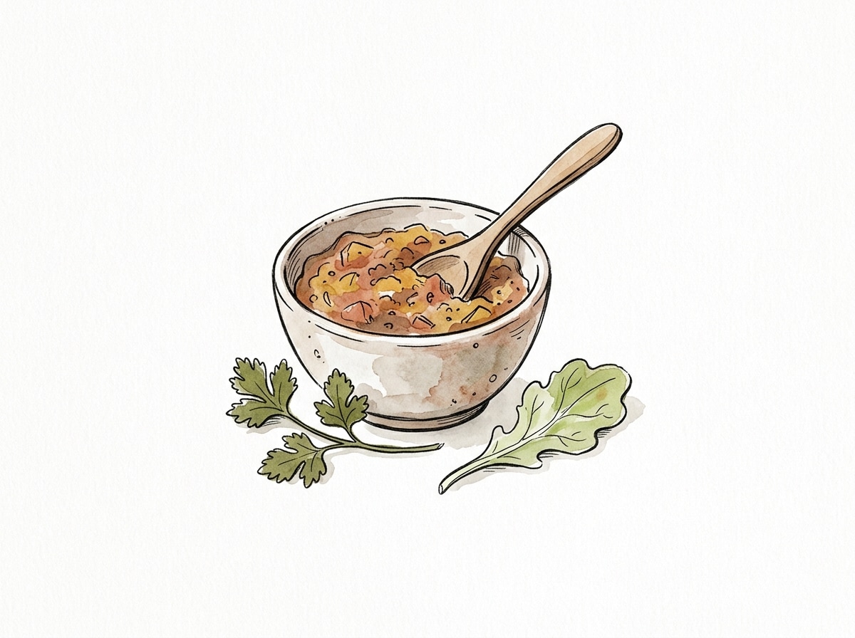 Chutneys & pickles — hand-drawn cooking illustration