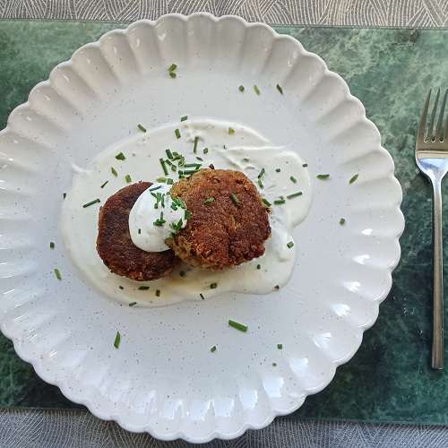 Lentil Fritters with Yoghurt Sauce