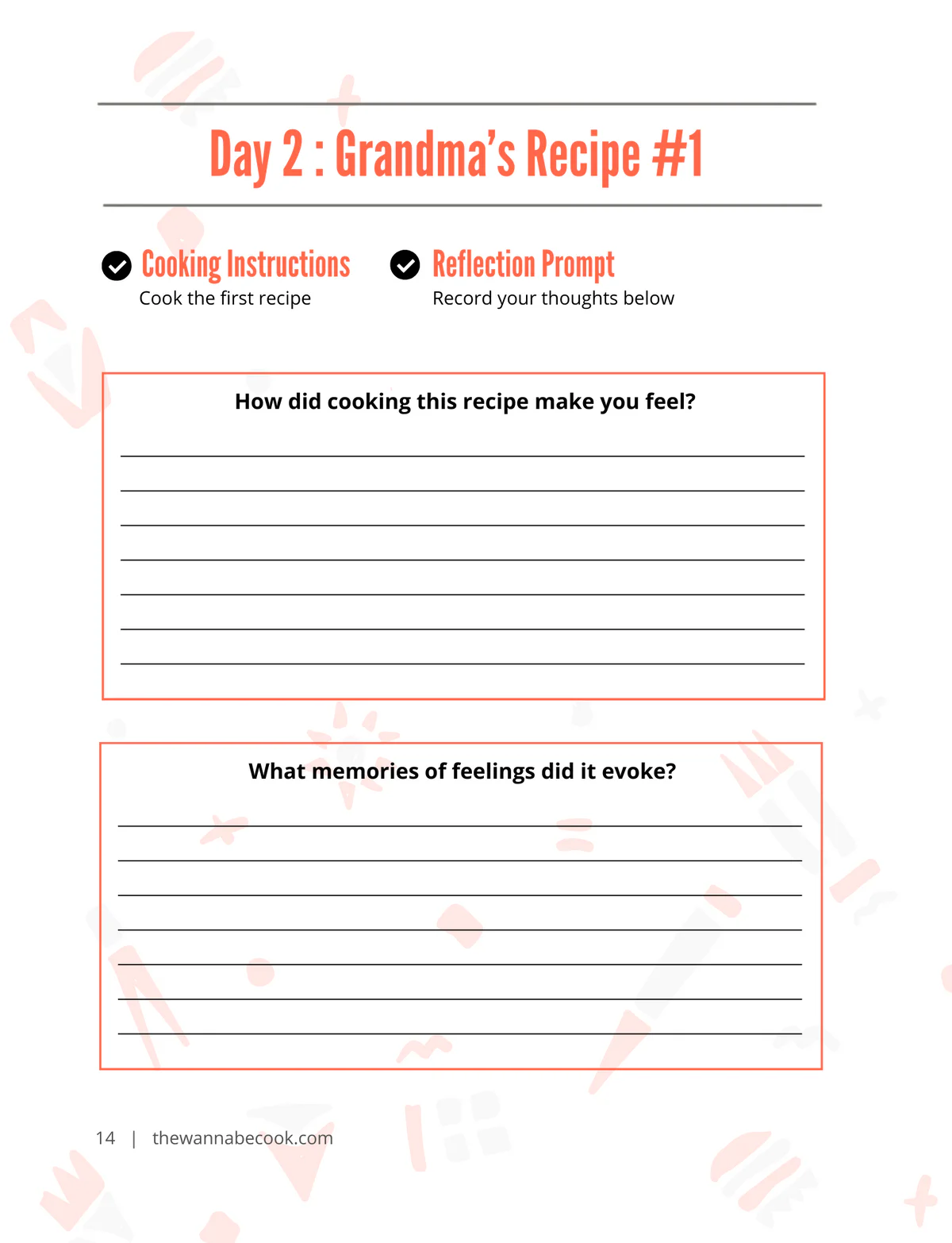 Interior preview page from The Wannabe Cook 15-Day Wellness and Cooking Challenge